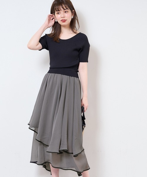 natural couture(ナチュラルクチュール)の「【WEB限定】ランダムヘムニットドッキングワンピース(ワンピース・レディース・ブラック/ブラウン/サックスブルー/アイボリー/ピンクベージュ・FREE)」の11枚目の写真