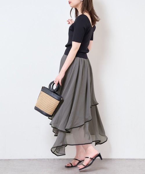 natural couture(ナチュラルクチュール)の「【WEB限定】ランダムヘムニットドッキングワンピース(ワンピース・レディース・ブラック/ブラウン/サックスブルー/アイボリー/ピンクベージュ・FREE)」の12枚目の写真