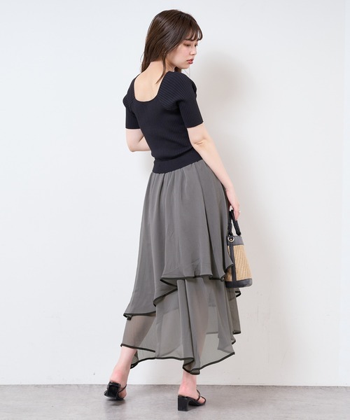 natural couture(ナチュラルクチュール)の「【WEB限定】ランダムヘムニットドッキングワンピース(ワンピース・レディース・ブラック/ブラウン/サックスブルー/アイボリー/ピンクベージュ・FREE)」の14枚目の写真