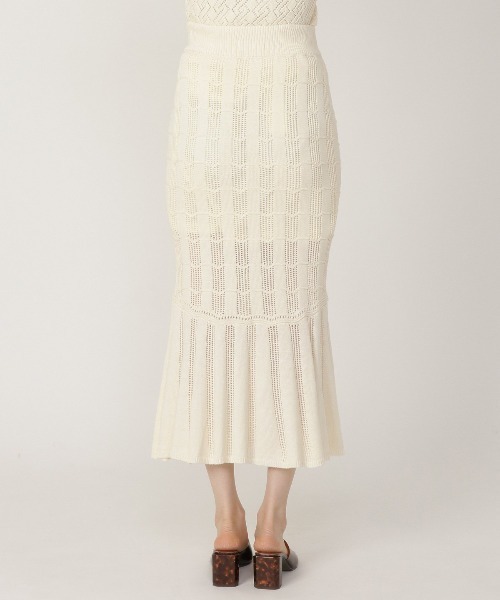 REDYAZEL（レディアゼル）の「透かし編みマーメイドスカート（スカート・レディース・ベージュ/サックスブルー/ブラック・FREE）」の9枚目の写真