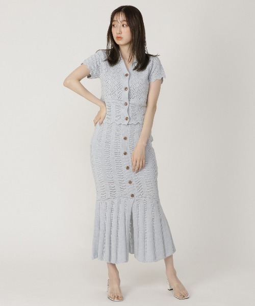 REDYAZEL（レディアゼル）の「透かし編みマーメイドスカート（スカート・レディース・ベージュ/サックスブルー/ブラック・FREE）」の20枚目の写真