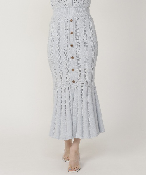 REDYAZEL（レディアゼル）の「透かし編みマーメイドスカート（スカート・レディース・ベージュ/サックスブルー/ブラック・FREE）」の21枚目の写真