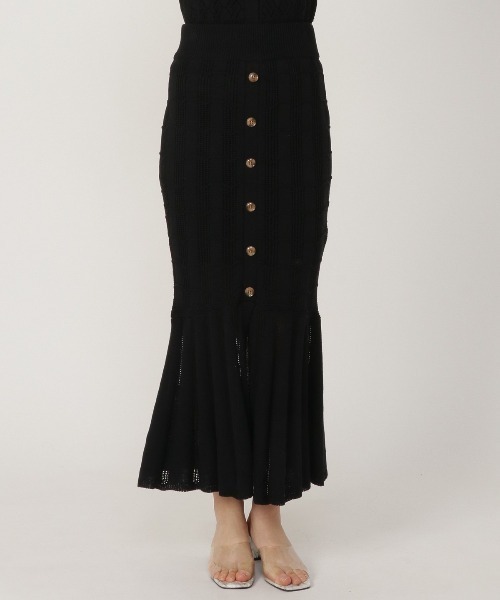 REDYAZEL（レディアゼル）の「透かし編みマーメイドスカート（スカート・レディース・ベージュ/サックスブルー/ブラック・FREE）」の14枚目の写真