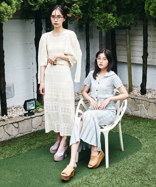 REDYAZEL（レディアゼル）の「透かし編みマーメイドスカート（スカート・レディース・ベージュ/サックスブルー/ブラック・FREE）」の4枚目の写真