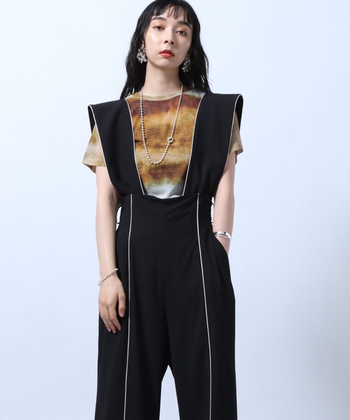 HARE（ハレ）の「2WAYパイピングサロペット(HARE)（サロペット/オーバーオール・レディース・ブラック/ライトグリーン・FREE）」の10枚目の写真