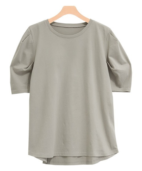 Pierrot(ピエロ)の「コットンパフスリーブTシャツ 綿100%(Tシャツ/カットソー・レディース・グレイッシュベージュ/オフホワイト/ブラック/ミント・M/L)」の11枚目の写真