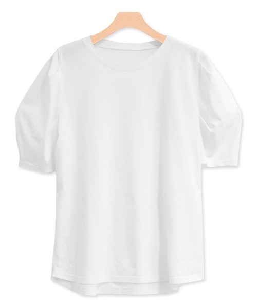 Pierrot(ピエロ)の「コットンパフスリーブTシャツ 綿100%(Tシャツ/カットソー・レディース・グレイッシュベージュ/オフホワイト/ブラック/ミント・M/L)」の21枚目の写真