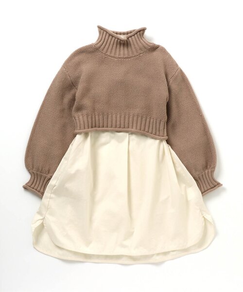 apres les cours（アプレレクール）の「もちもちニットSETワンピース（ワンピース・キッズ・ベージュ/オレンジ/キナリ・80/130/100/140/90/120/110）」の2枚目の写真