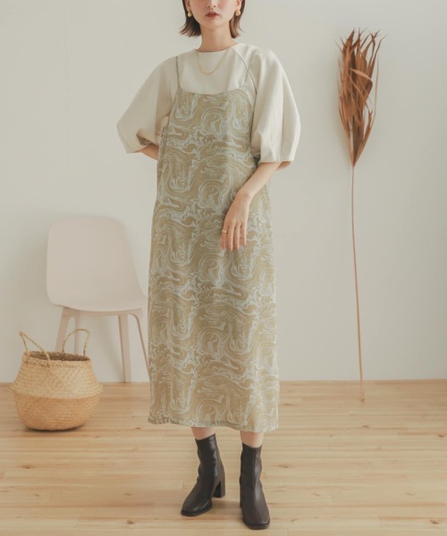 SENSE OF PLACE by URBAN RESEARCH(センスオブプレイスバイアーバンリサーチ)の「マーブルキャミワンピース(ワンピース・レディース・ホワイト系その他/ベージュ系その他・ONE)」の2枚目の写真