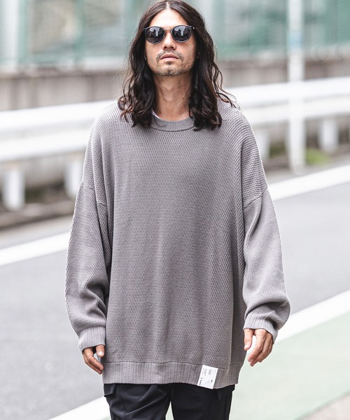 CAMBIO(カンビオ)の「mn2422-Soft Honeycomb Waffle Cotton Knit Pullover プルオーバー(ニット/セーター・メンズ・カーキ/グレー/ブラック・M/L)」の3枚目の写真