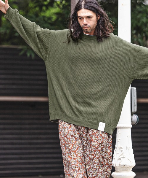 CAMBIO(カンビオ)の「mn2422-Soft Honeycomb Waffle Cotton Knit Pullover プルオーバー(ニット/セーター・メンズ・カーキ/グレー/ブラック・M/L)」の11枚目の写真