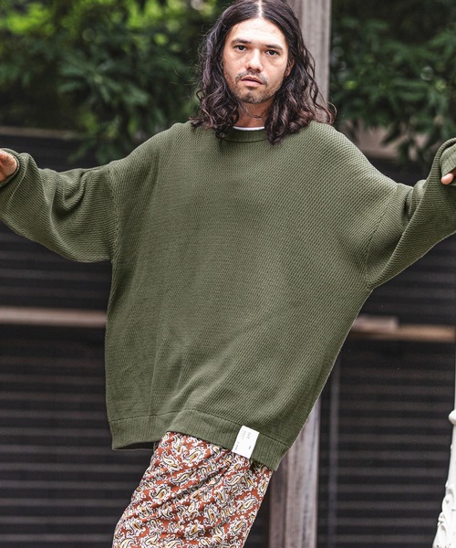 CAMBIO(カンビオ)の「mn2422-Soft Honeycomb Waffle Cotton Knit Pullover プルオーバー(ニット/セーター・メンズ・カーキ/グレー/ブラック・M/L)」の14枚目の写真