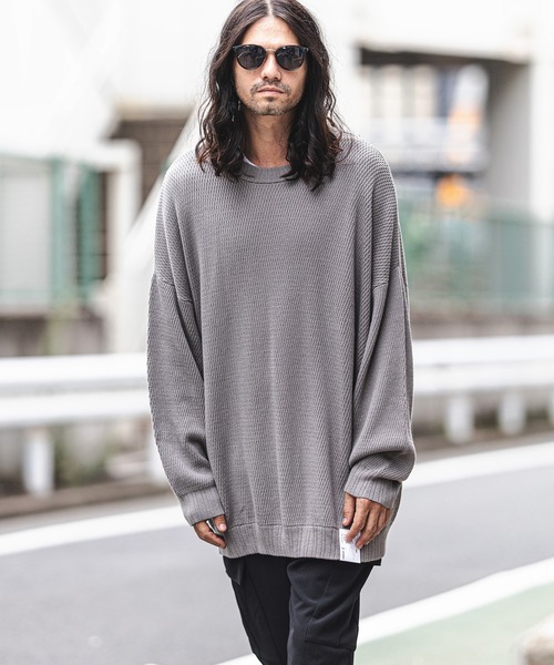 CAMBIO(カンビオ)の「mn2422-Soft Honeycomb Waffle Cotton Knit Pullover プルオーバー(ニット/セーター・メンズ・カーキ/グレー/ブラック・M/L)」の17枚目の写真