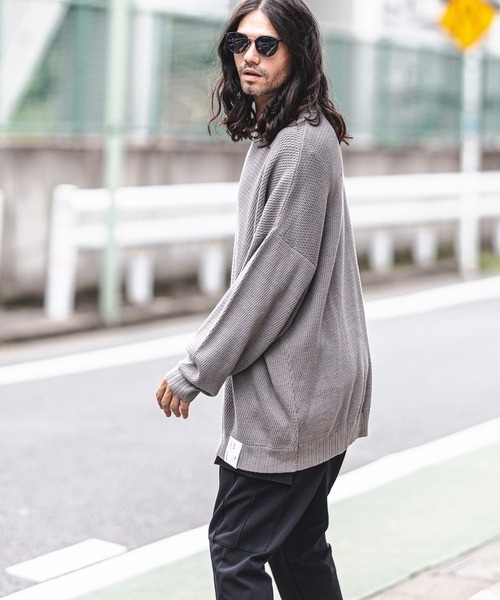 CAMBIO(カンビオ)の「mn2422-Soft Honeycomb Waffle Cotton Knit Pullover プルオーバー(ニット/セーター・メンズ・カーキ/グレー/ブラック・M/L)」の18枚目の写真