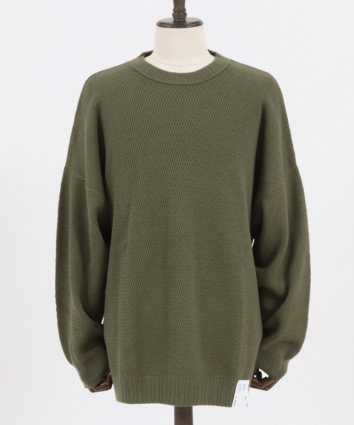 CAMBIO(カンビオ)の「mn2422-Soft Honeycomb Waffle Cotton Knit Pullover プルオーバー(ニット/セーター・メンズ・カーキ/グレー/ブラック・M/L)」の4枚目の写真