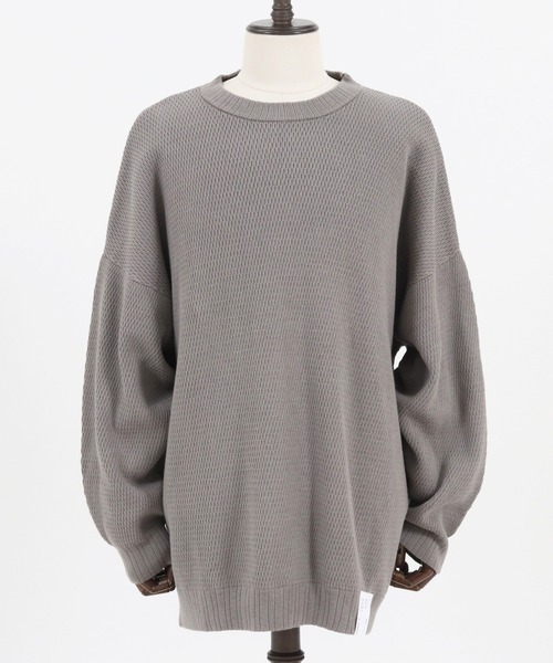 CAMBIO(カンビオ)の「mn2422-Soft Honeycomb Waffle Cotton Knit Pullover プルオーバー(ニット/セーター・メンズ・カーキ/グレー/ブラック・M/L)」の6枚目の写真