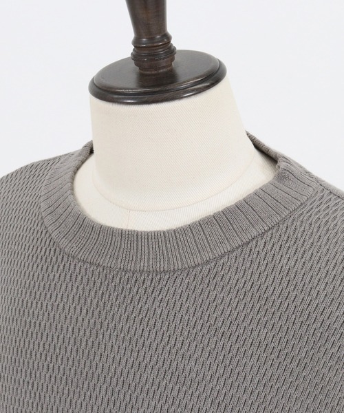 CAMBIO(カンビオ)の「mn2422-Soft Honeycomb Waffle Cotton Knit Pullover プルオーバー(ニット/セーター・メンズ・カーキ/グレー/ブラック・M/L)」の8枚目の写真