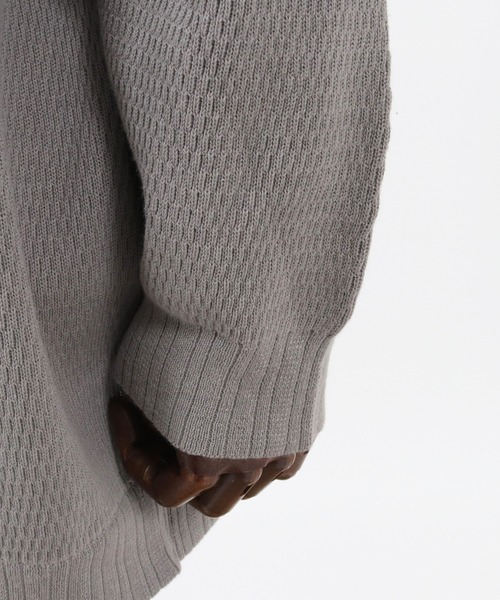 CAMBIO(カンビオ)の「mn2422-Soft Honeycomb Waffle Cotton Knit Pullover プルオーバー(ニット/セーター・メンズ・カーキ/グレー/ブラック・M/L)」の9枚目の写真