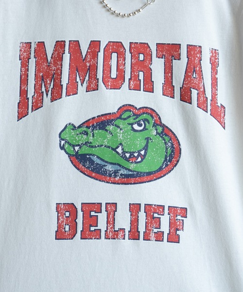 kutir（クティール）の「ワニ・カレッジロゴロンT（Tシャツ/カットソー・メンズ・チャコールグレー/ブラック/オフホワイト/グリーン・MEDIUM/LARGE）」の10枚目の写真