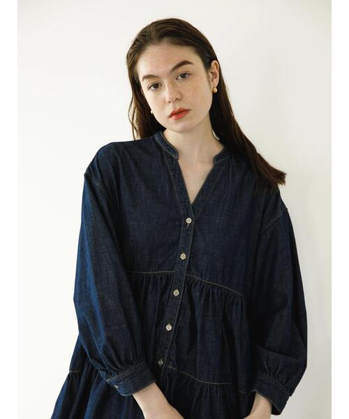 koe（コエ）の「デニムティアードワンピース（チュニック・レディース・インディゴブルー/ライトインディゴブルー・FREE）」の7枚目の写真