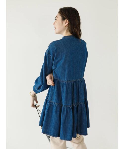 koe（コエ）の「デニムティアードワンピース（チュニック・レディース・インディゴブルー/ライトインディゴブルー・FREE）」の11枚目の写真
