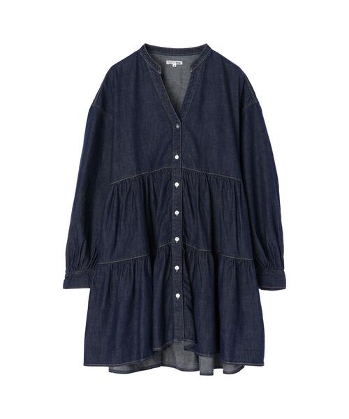 koe（コエ）の「デニムティアードワンピース（チュニック・レディース・インディゴブルー/ライトインディゴブルー・FREE）」の15枚目の写真