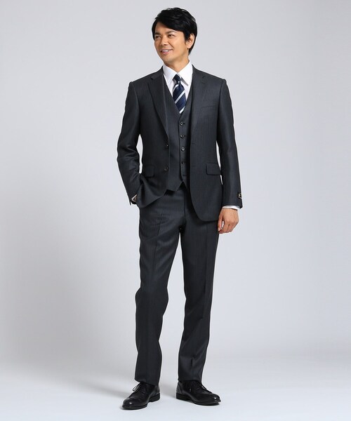 TAKEO KIKUCHI（タケオキクチ）の「◆【Sサイズ～】シャドーオルタネイトストライプパンツ Fabric by MIYUKI KEORI（スーツパンツ・メンズ・ネイビー系2/チャコール・01/03/02）」の5枚目の写真