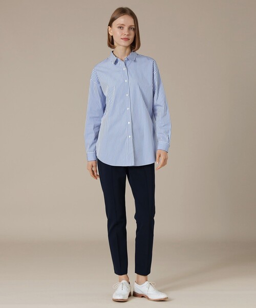 MACKINTOSH LONDON（マッキントッシュ ロンドン）の「【The Essential Collection】ハイカウントブロードラウンドカラーシャツ（シャツ/ブラウス・レディース・ブルー/ホワイト/クリアブルー・38）」の6枚目の写真