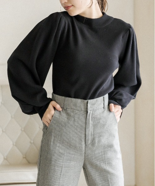 OLIVE des OLIVE（オリーブデオリーブ）の「レディライクハイネックニット（ニット/セーター・レディース・サックスブルー/ミント/ブラック/オフホワイト/ブラウン・FREE）」の3枚目の写真