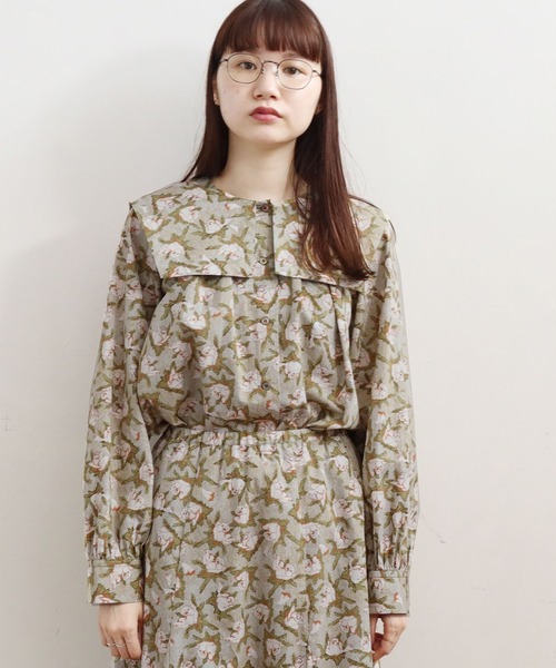 fig Ｌondon（フィグロンドン）の「ROSE　BL（シャツ/ブラウス・レディース・ダークブラウン/グリーン・FREE）」の13枚目の写真