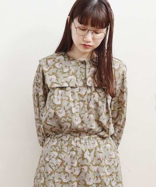 fig Ｌondon（フィグロンドン）の「ROSE　BL（シャツ/ブラウス・レディース・ダークブラウン/グリーン・FREE）」の10枚目の写真