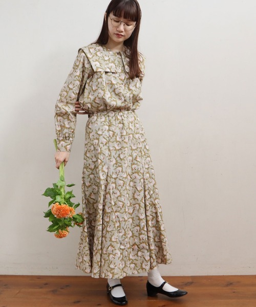 fig Ｌondon（フィグロンドン）の「ROSE　BL（シャツ/ブラウス・レディース・ダークブラウン/グリーン・FREE）」の6枚目の写真