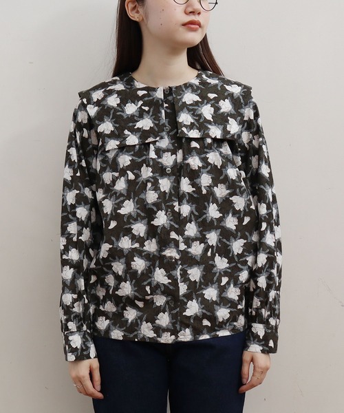 fig Ｌondon（フィグロンドン）の「ROSE　BL（シャツ/ブラウス・レディース・ダークブラウン/グリーン・FREE）」の7枚目の写真