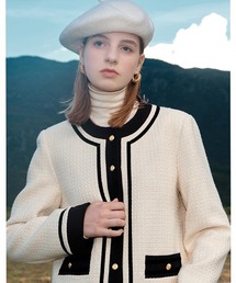 【Fano Studios】Double color piping tweed jacket FQ21W051