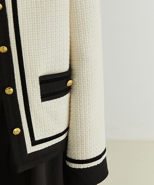 Fano Studios（ファノ ストゥディオズ）の「【Fano Studios】Double color piping tweed jacket FQ21W051（ノーカラージャケット・レディース・アイボリー・S/M/L）」の17枚目の写真