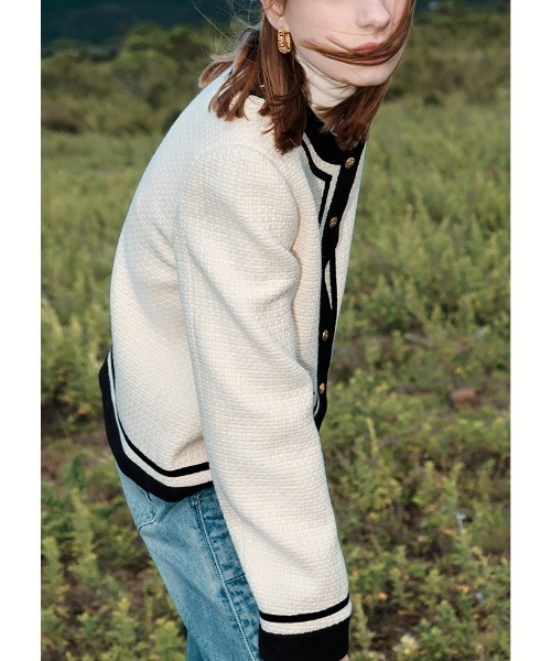 Fano Studios（ファノ ストゥディオズ）の「【Fano Studios】Double color piping tweed jacket FQ21W051（ノーカラージャケット・レディース・アイボリー・S/M/L）」の5枚目の写真
