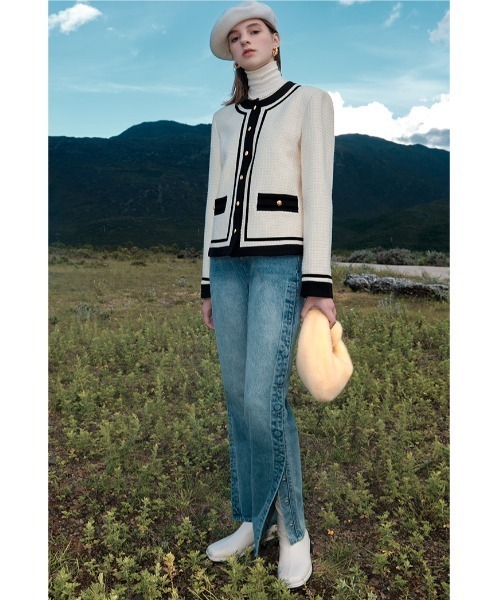 Fano Studios（ファノ ストゥディオズ）の「【Fano Studios】Double color piping tweed jacket FQ21W051（ノーカラージャケット・レディース・アイボリー・S/M/L）」の6枚目の写真