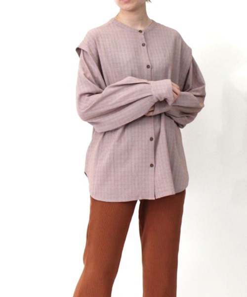 STYLEBLOCK(スタイルブロック)の「ジョーゼットチェック2WAYブラウス(シャツ/ブラウス・レディース・モカ/ブラック/ホワイト・M)」の1枚目の写真