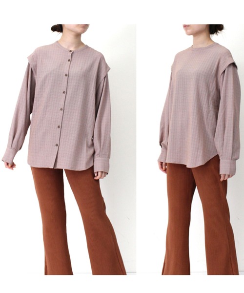 STYLEBLOCK(スタイルブロック)の「ジョーゼットチェック2WAYブラウス(シャツ/ブラウス・レディース・モカ/ブラック/ホワイト・M)」の7枚目の写真