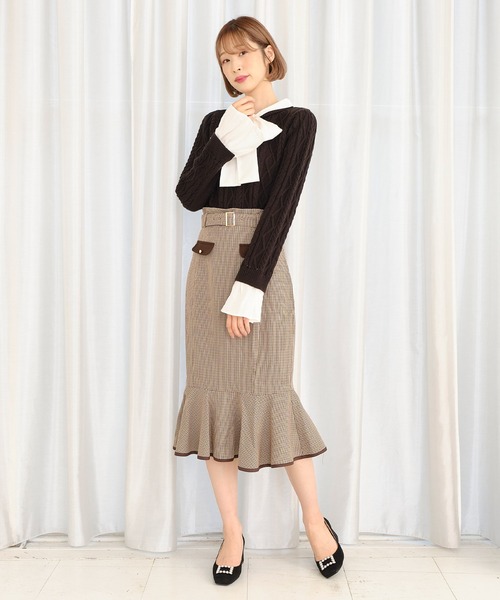 TITTY&CO.（ティティーアンドコー）の「チェックマーメイドスカート（スカート・レディース・ブラック/ブラウン/ベージュ・SMALL/MEDIUM）」の19枚目の写真