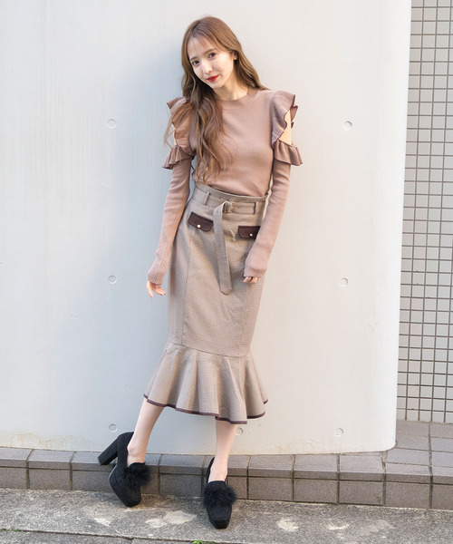 TITTY&CO.（ティティーアンドコー）の「チェックマーメイドスカート（スカート・レディース・ブラック/ブラウン/ベージュ・SMALL/MEDIUM）」の12枚目の写真