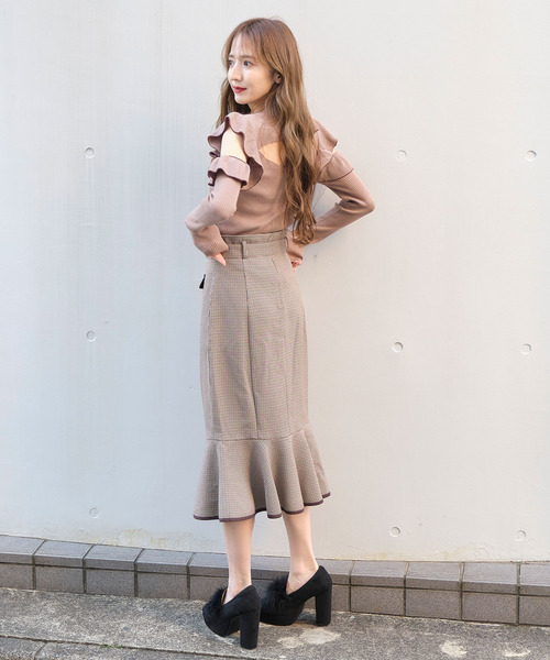 TITTY&CO.（ティティーアンドコー）の「チェックマーメイドスカート（スカート・レディース・ブラック/ブラウン/ベージュ・SMALL/MEDIUM）」の14枚目の写真