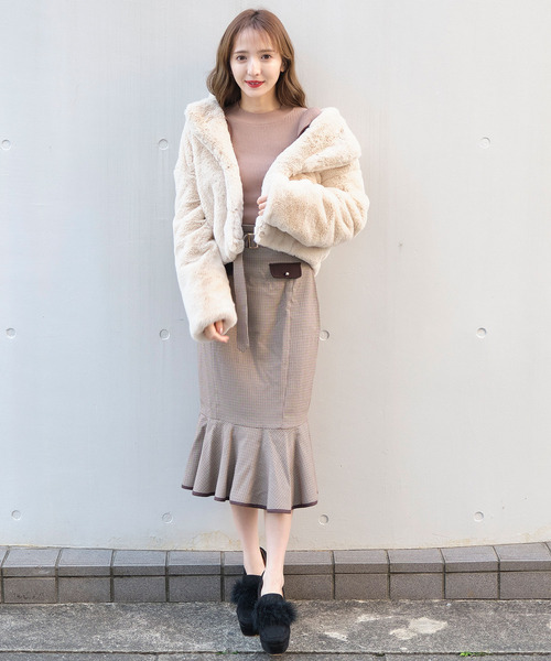 TITTY&CO.（ティティーアンドコー）の「チェックマーメイドスカート（スカート・レディース・ブラック/ブラウン/ベージュ・SMALL/MEDIUM）」の15枚目の写真