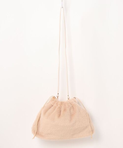 crie conforto(クリーコンフォルト)の「フェイクミンククラッチSD(ショルダーバッグ・レディース・ベージュ/ライトグレー・FREE)」の2枚目の写真