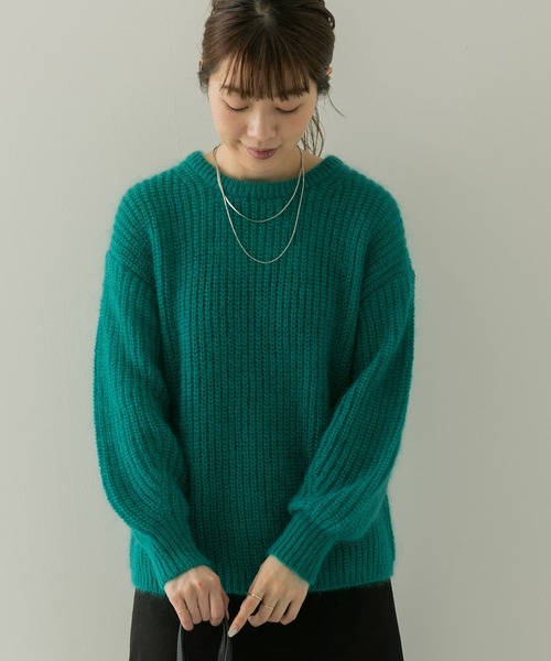 URBAN RESEARCH Sonny Label（アーバンリサーチサニーレーベル）の「モヘヤクルーネックニットプルオーバー（ニット/セーター・レディース・ライトグレー/ピンク/グリーン・FREE）」の3枚目の写真