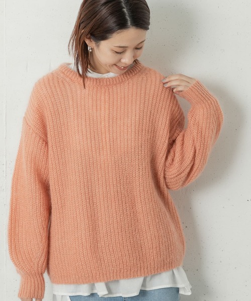 URBAN RESEARCH Sonny Label（アーバンリサーチサニーレーベル）の「モヘヤクルーネックニットプルオーバー（ニット/セーター・レディース・ライトグレー/ピンク/グリーン・FREE）」の19枚目の写真