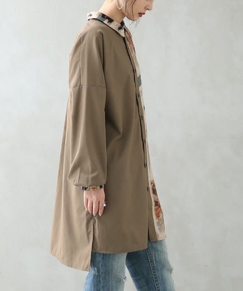 n'OrLABEL（ノアールレーベル）の「『アート柄アシメロングシャツ』（シャツ/ブラウス・レディース・ベージュ/グレー・1/2）」の20枚目の写真