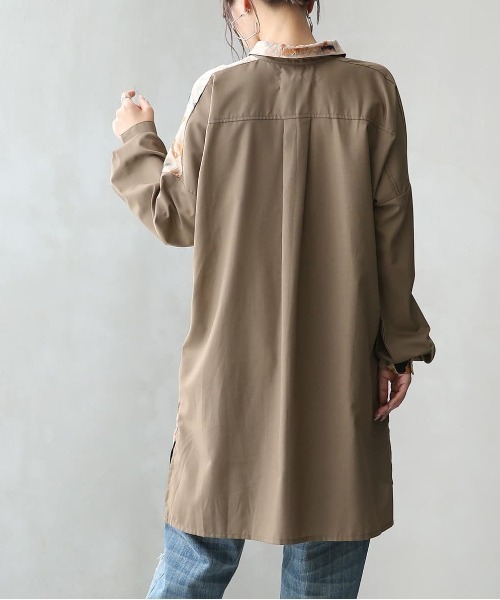 n'OrLABEL（ノアールレーベル）の「『アート柄アシメロングシャツ』（シャツ/ブラウス・レディース・ベージュ/グレー・1/2）」の21枚目の写真