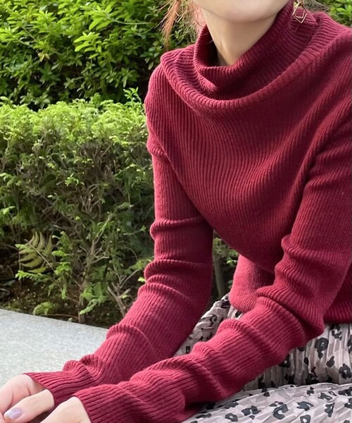 THE SHOP TK (ザ ショップ ティーケー )の「◆タートルニットプルオーバー(ニット/セーター・レディース・ブラック/オフホワイト/オレンジ系・12/13/14)」の10枚目の写真