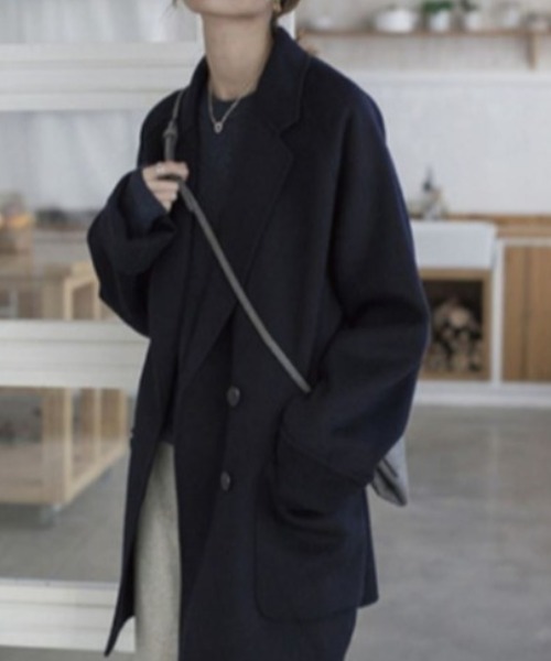 MAISON BREEZE(メゾンブリーズ)の「【MAISON BREEZE】シンプルミドルチェスターコート SCCH38(チェスターコート・レディース・ブラック/ベージュ・4/3)」の2枚目の写真